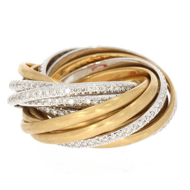 bicolor Ring mit 448 Brillanten ca. 3,47 ct. 750 Gelb/Weißgold # 56