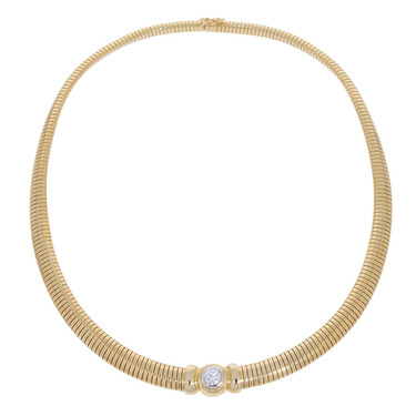 Bicolor Collier mit Brillant ca. 0,70 ct. aus 750 Gold 42,5 cm