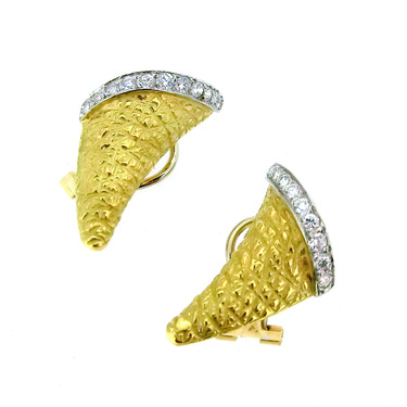 Bicolor Ohrclipse mit 22 Brillanten ca. 0,22 ct. aus 750 Gold