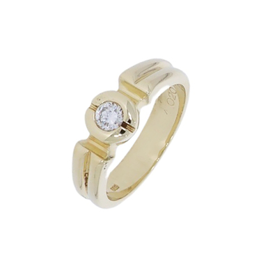 Ring mit Brillant ca. 0,20 ct. aus 585 Gelbgold # 56