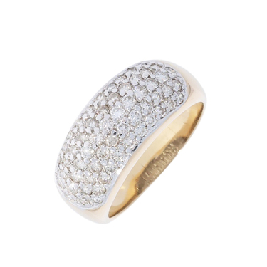 Ring mit 59 Brillanten ca. 1,18 ct. aus 585 Gelbgold / teilrhodiniert # 63