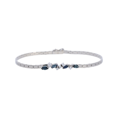Armband mit 4 Saphire und 5 Brillanten ca. 0,10 ct. aus 585 Weigold 18 cm