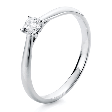 Solitr - Ring mit Brillant 0,25 ct. aus 585 Weigold # 54 mit Diamant - Zertifikat