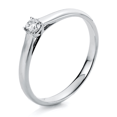 Solitär - Ring mit Brillant 0,15 ct. aus 585 Weißgold # 54 mit Diamant - Zertifikat