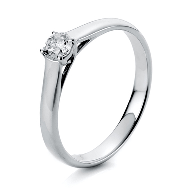 Solitr - Ring mit Brillant 0,25 ct. aus 585 Weigold # 54 mit Diamant - Zertifikat