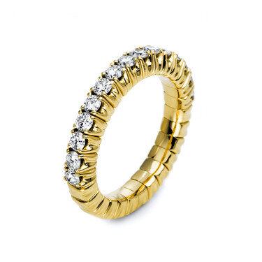 Flexibler Halbmemoryring mit 15 Brillanten 0,73 ct. aus 585 Gelbgold # 55 - 59 mit Zertifikat