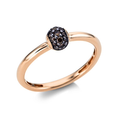 Ring mit 19 braune Brillanten 0,19 ct. aus 750 Rotgold # 54 mit Zertifikat