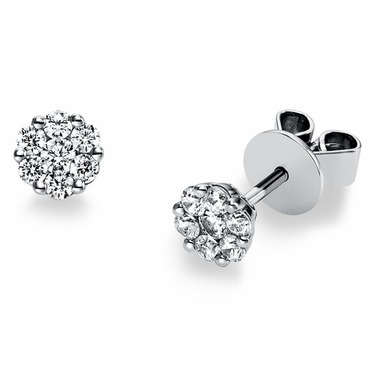 Ohrstecker mit 12 Brillanten 0,25 ct. und 2 Brillanten 0,08 ct. aus 585 Weigold mit Zertifikat