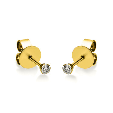 Solitr Ohrstecker mit 2 Brillanten 0,10 ct. aus 585 Gelbgold mit Zertifikat