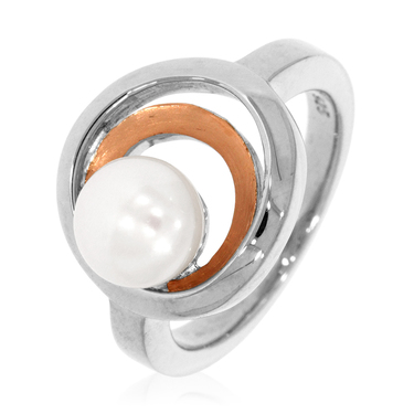 XEN Ring bicolor mit Süßwasserzuchtperle 54 / 17,2 mm