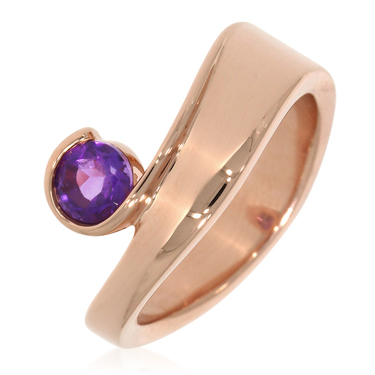 XEN Ring mit 5 mm Amethyst ca. 0,50 ct. rosvergoldet 54 / 17,2 mm