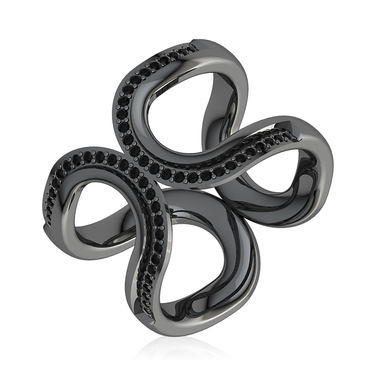 XEN Ring mit 54 schwarzen Diamanten ca. 0,26 ct. Black Rhodium 56 / 17,8 mm
