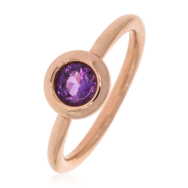 XEN Ring mit 5 mm Amethyst ca. 0,45 ct. rosvergoldet 56 / 17,8 mm