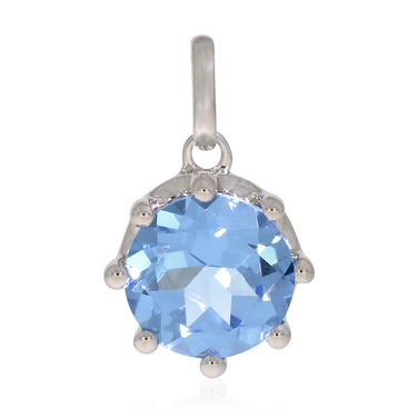 XEN Anhnger mit 10 mm Swiss Blue-HT Quarz ca. 3,6 ct. rhodiniert