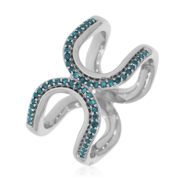 XEN Ring mit 54 blauen Diamanten ca. 0,26 ct. rhodiniert 56 / 17,8 mm