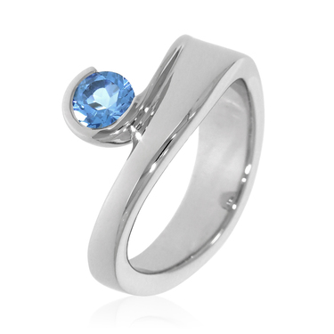 XEN Ring mit 5 mm Blautopas ca. 0,54 ct. rhodiniert 54 / 17,2 mm