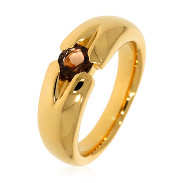 XEN Ring mit 5 mm Rauchquarz ca. 0,50 ct. gelbvergoldet 54 / 17,2 mm