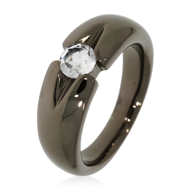 XEN Ring mit 5 mm Bergkristall ca. 0,50 ct. Black Rhodium 54 / 17,2 mm