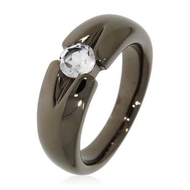 XEN Ring mit 5 mm Bergkristall ca. 0,50 ct. Black Rhodium 56 / 17,8 mm