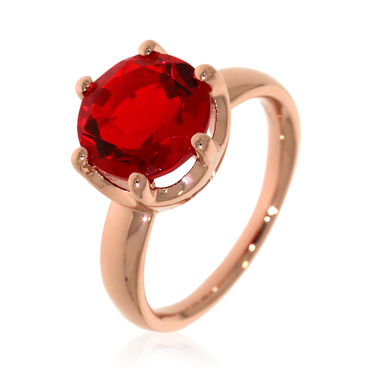 XEN Ring mit 10 mm Red-HT Quarz ca. 3,6 ct. rosvergoldet 54 / 17,2 mm