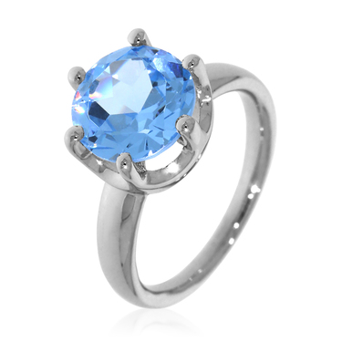 XEN Ring mit 10 mm Swiss Blue-HT Quarz ca. 3,6 ct. rhodiniert 58 / 18,4 mm
