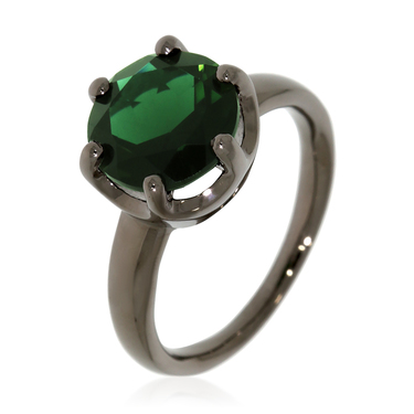 XEN Ring mit 10 mm Chromdiopsid-HT Quarz ca. 3,6 ct. Black Rhodium 54 / 17,2 mm