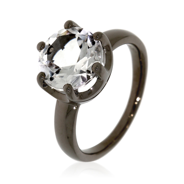 XEN Ring mit 10 mm Bergkristall ca. 4,5 ct. Black Rhodium 54 / 17,2 mm