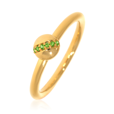 XEN Ring mit 6 Chromdiopside ca. 0,04 ct. gelbvergoldet 56 / 17,8 mm