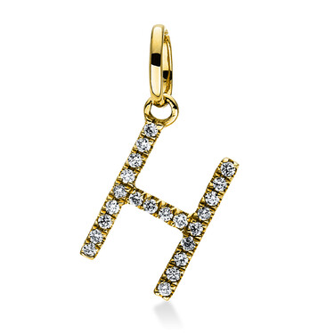 Buchstabenanhnger H mit 22 Brillanten 0,05 ct. aus 750 Gelbgold