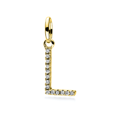 XEN Buchstabenanhnger L mit 14 Brillanten 0,04 ct. aus 750 Gelbgold mit Zertifikat