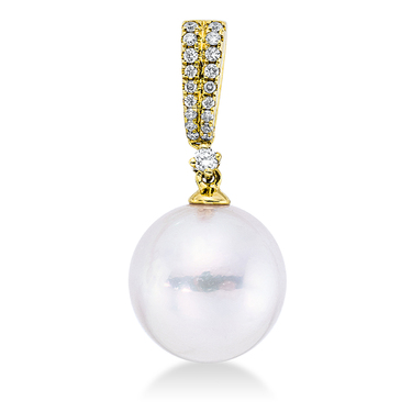 XEN Anhnger mit Sdseeperle und 19 Brillanten 0,11 ct. aus 750 Gelbgold mit Zertifikat