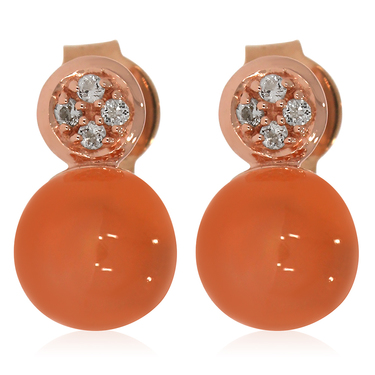 XEN Ohrstecker mit Peach Mondstein und Weitopas ca. 3,77 ct. rosvergoldet