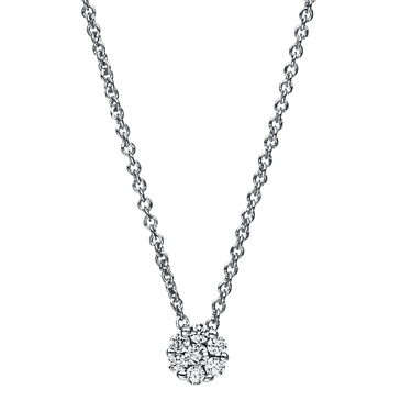 Kette mit Anhnger und 7 Brillanten 0,17 ct. aus 585 Weigold 42 cm mit Zertifikat