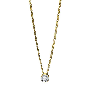 Kette mit Solitranhnger mit Brillant 0,15 ct. aus 585 Gelbgold 43 cm mit Zertifikat