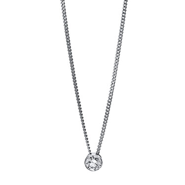 Kette mit Solitranhnger mit Brillant 0,15 ct. aus 585 Weigold 43 cm mit Zertifikat