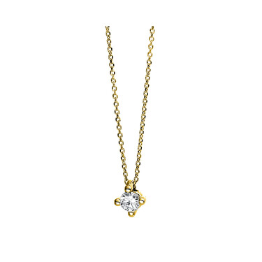 Ankerkette mit Solitranhnger mit Brillant 0,10 ct. aus 585 Gelbgold 42 cm mit Zertifikat