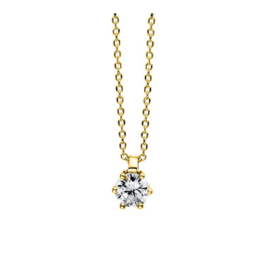 Ankerkette mit Solitranhnger mit Brillant 0,15 ct. aus 585 Gelbgold 42 cm Zertifikat