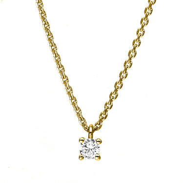 Ankerkette mit Solitranhnger mit Brillant 0,10 ct. aus 585 Gelbgold 42 cm mit Zertifikat