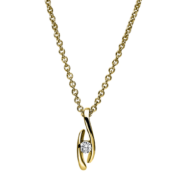 Ankerkette mit Solitranhnger mit Brillant 0,05 ct. aus 585 Gelbgold 42 cm mit Zertifikat