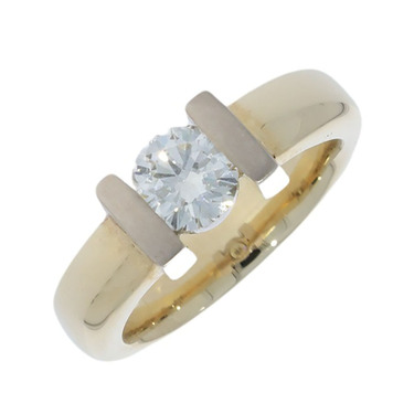 Solitr-Ring mit Brillant ca. 1 ct. 585 Gelbgold/Weigold # 56