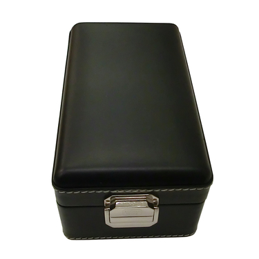 SCATOLA DEL TEMPO Uhrenbox mit Ringfach aus schwarzem Leder
