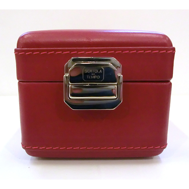 SCATOLA DEL TEMPO Uhrenbox mit Ringfach aus rotem Leder