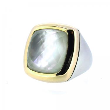 Tirisi Ring mit Perlmutt-Bergkristalldoublette 750 GG / 925 AG #55