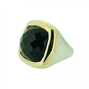 Tirisi Ring mit Onyx 750 GG / 925 AG #55