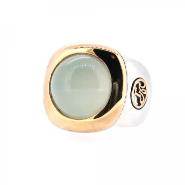 Tirisi Ring mit Mondstein-Cabochon 750 RG / 925 AG #54