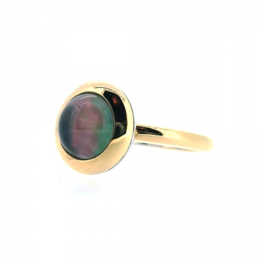 Tirisi Ring mit dunkler Perlmutt-Bergkristalldoublette 750 GG / 925 AG #55