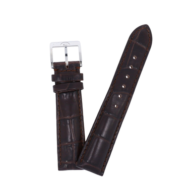 Uhrenarmband MeisterSinger Leder Krokoprgung Dunkelbraun mit Naht 18 mm XS