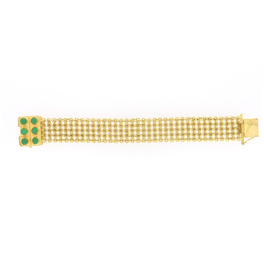 Armband mit 6 Chrysoprase aus 750 Gelbgold 18 cm