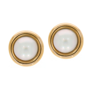 Ohrclipse mit Mabeperle aus 585 Gelbgold