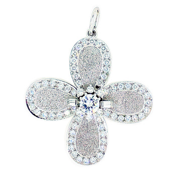Blten - Anhnger mit 67 Brillanten und 2 Diamantbaguettes ca. 2,52 ct. aus 750 Weigold